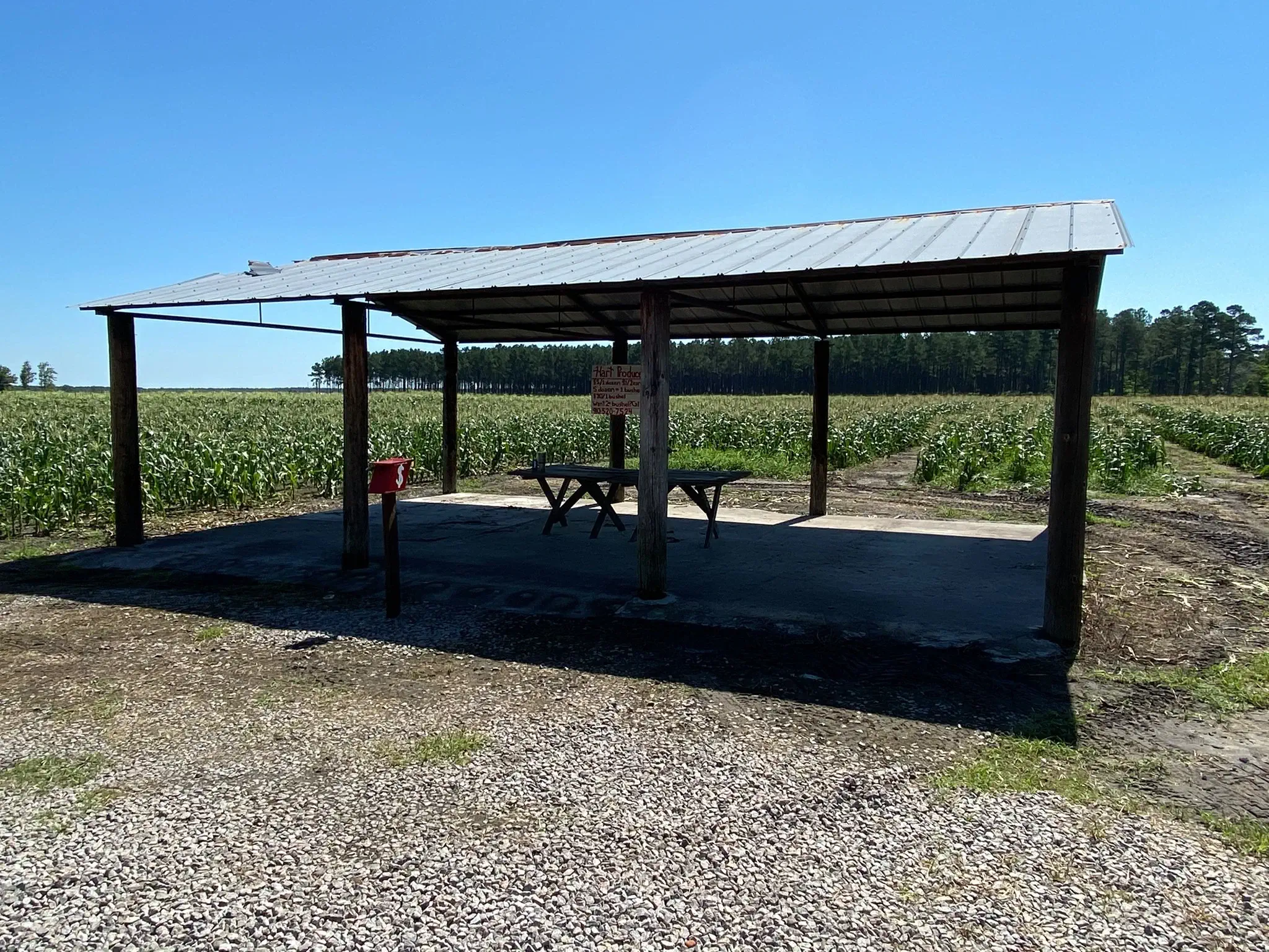 Old produce stand photo with honor system box